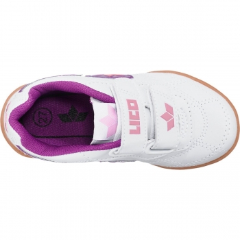 Kinder Lico Hallensportschuhe Bernie V mit Klettverschluss - Kinder - Weiss-Lila